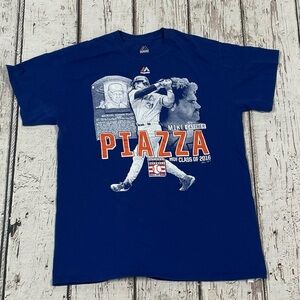Mike Piazza New York Mets Hall of Fame Women's Majestic Tee Tshirt